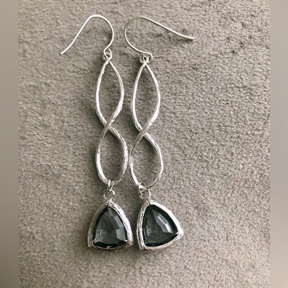 Silver Infinity Smoke Gray Earring